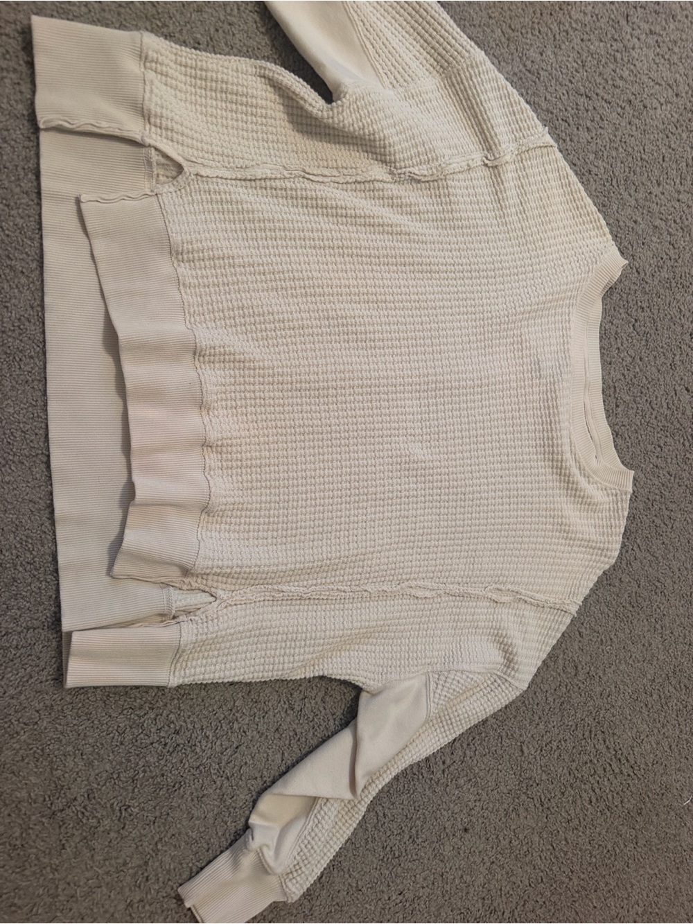 American Eagle Outfitters Cream Waffle Knit Pullover Sweater
